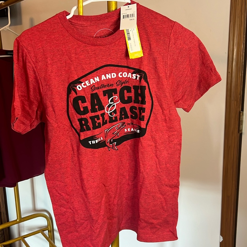 Red boys medium t shirt. Red. Never worn